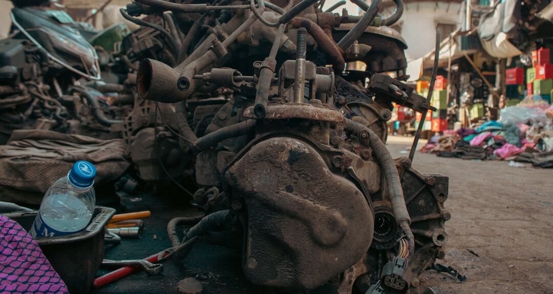 car engine parts close up